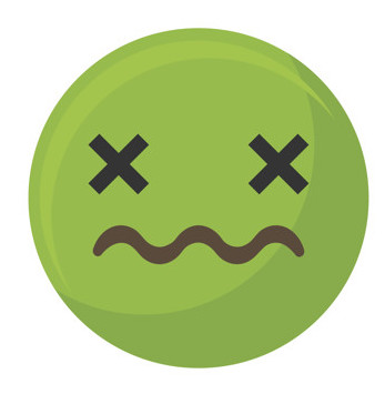 A green face emoiji that looks like it's about to puke.